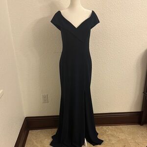 Aqua Navy Off-the-Shoulder Gown for Weddings